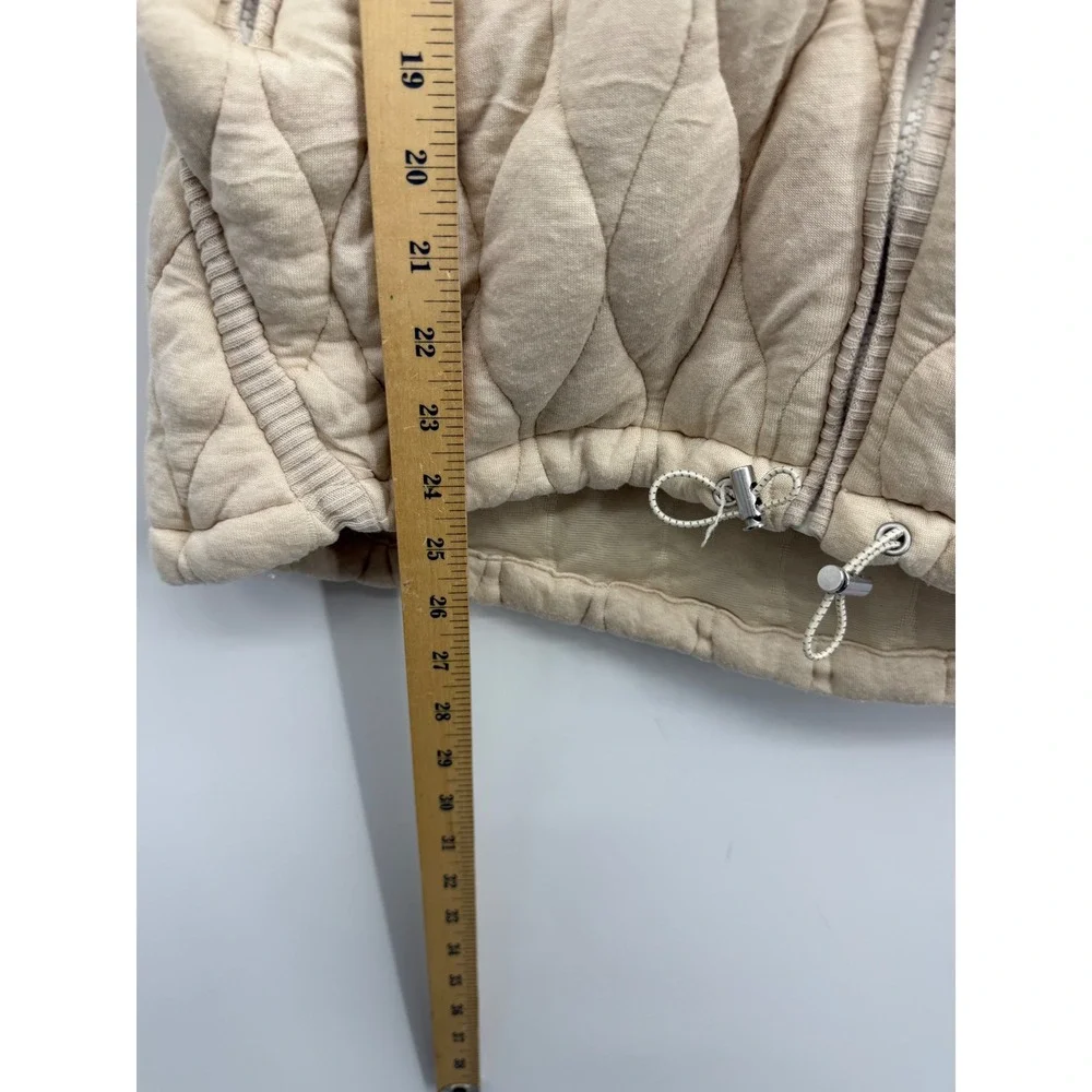 Free People FP Movement dream big Quilted Vest Women S Cream Hooded Full Zip